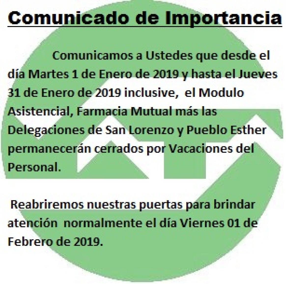 ENERO CERRADOS FARMACIA Y CENTRO MÉDICO. SINDICATO ABIERTO