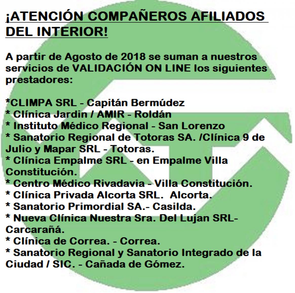 VALIDACION ON LINE EN EL INTERIOR
