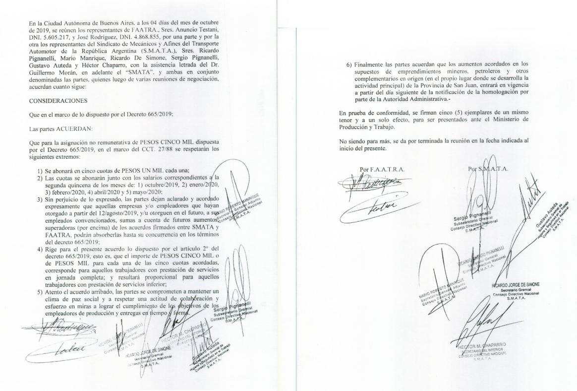 DECRETO 665/2019 SMATA-FAATRA