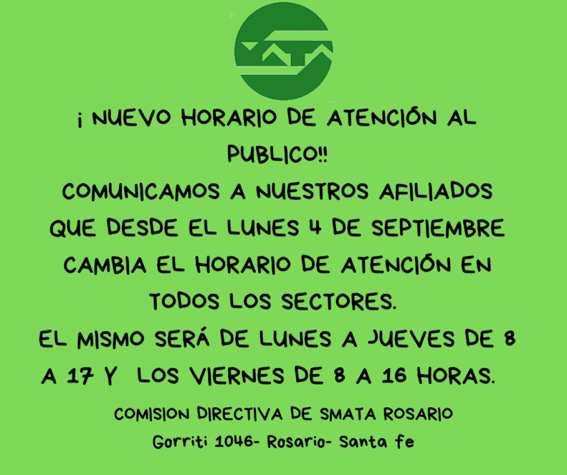 NUEVOS HORARIOS DE ATENCIÓN AL PUBLICO