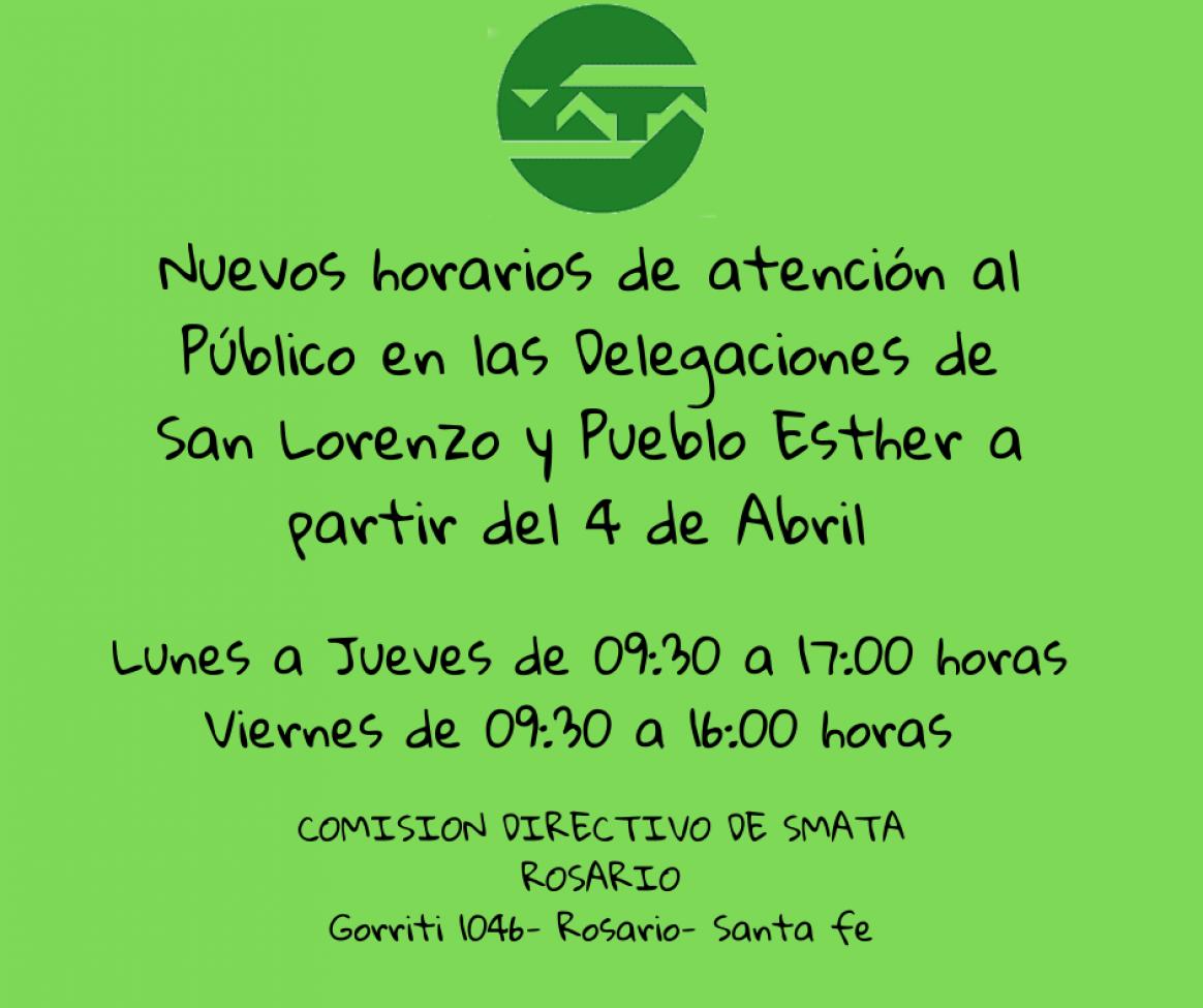 HORARIOS DE LAS DELEGACIONES